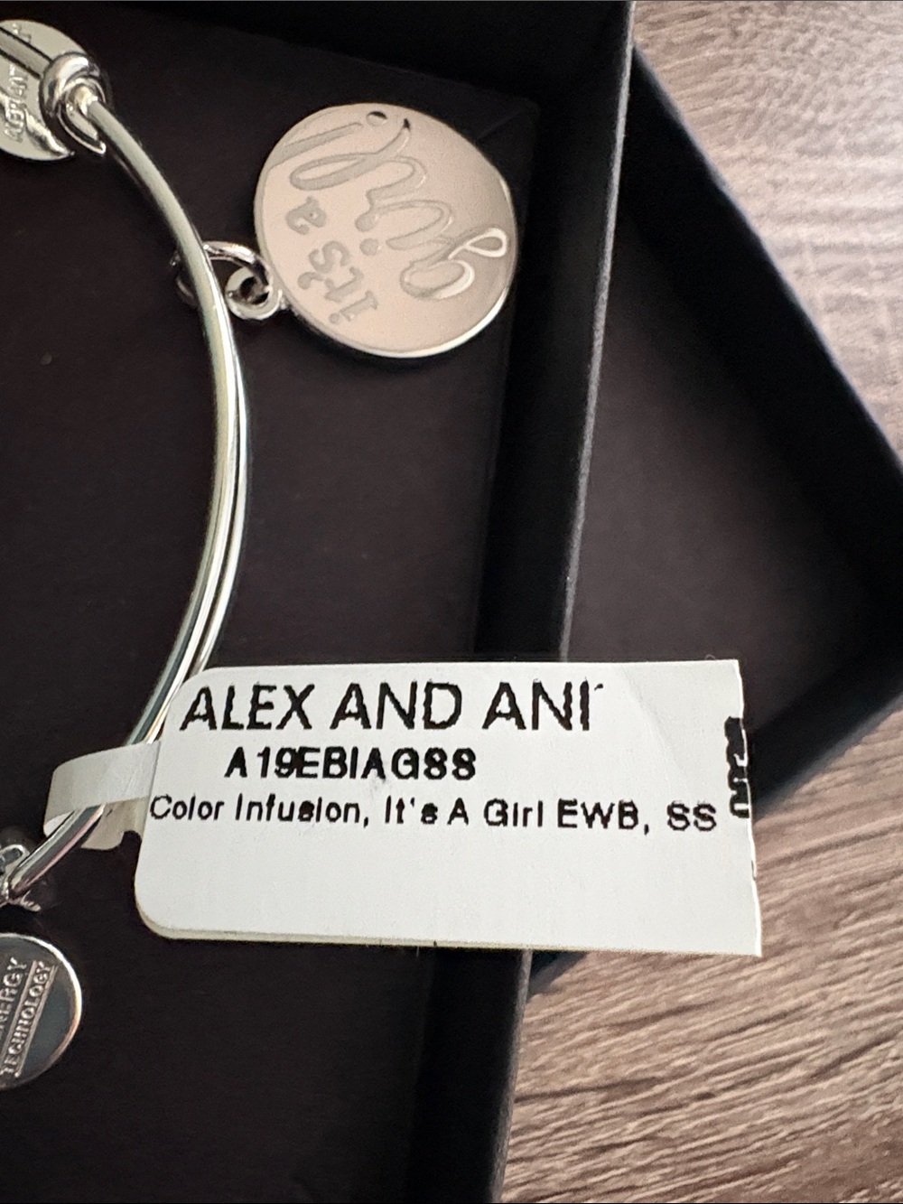 Alex and Ani Silver-tone "It's a Girl!" Charm Bangle Bracelet - Picture 2 of 4